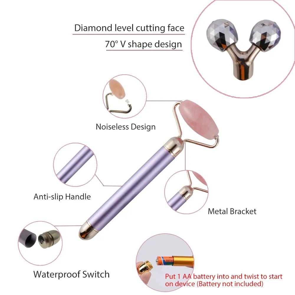 3 - in - 1 Vibrating Jade Roller & Eye Press Set: Electric Facial Massager - Allure SocietySkincare Accessories