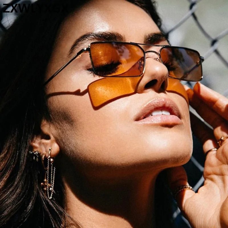 Classic Retro Rectangle Metal Frame Sunglasses - Allure SocietyUV Sunglasses