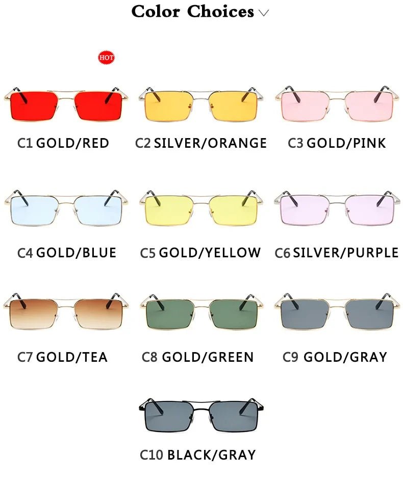 Classic Retro Rectangle Metal Frame Sunglasses - Allure SocietyUV Sunglasses