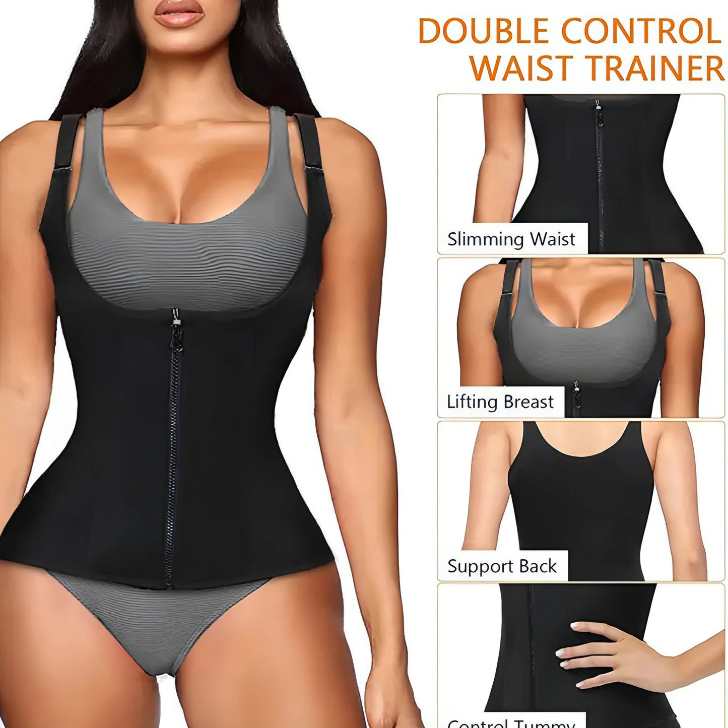 Corset Zipper Vest Body Shaper - Allure SocietyShapewear