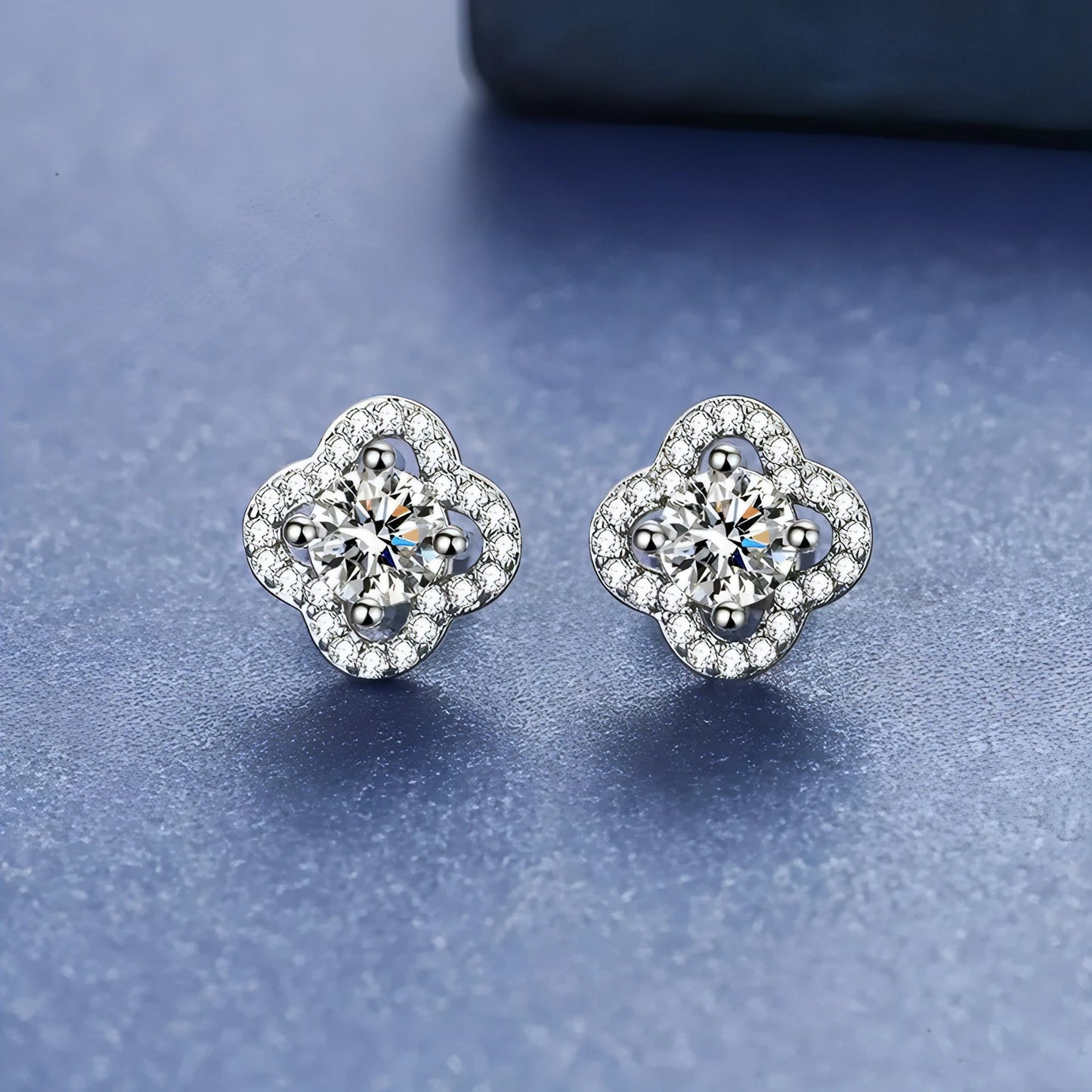 Four Leaf Clover Moissanite Stud Earrings - Allure SocietyEarrings