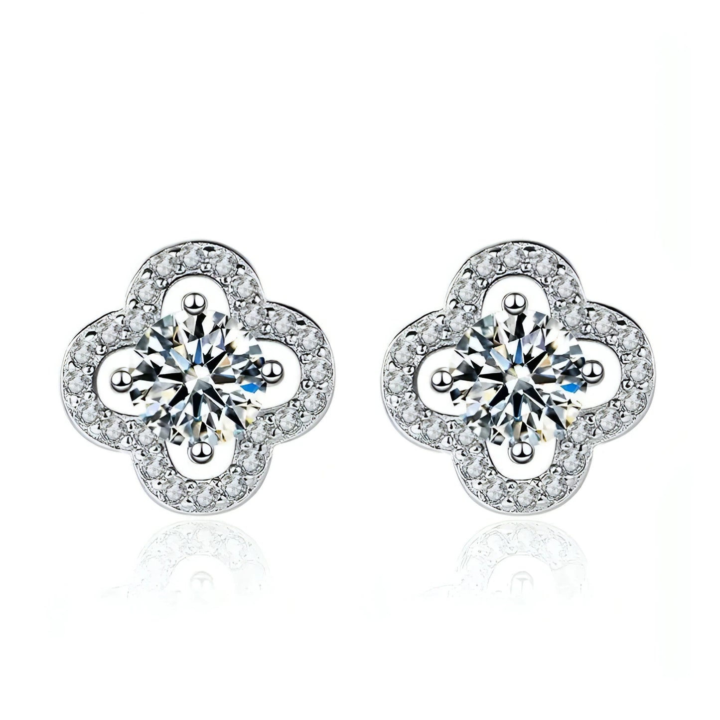 Four Leaf Clover Moissanite Stud Earrings - Allure SocietyEarrings
