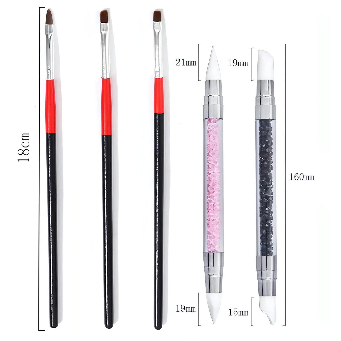Gel Liner Polish Brush Set Nail Art Dotting Tools - Allure SocietyFalse Nail Kits and Dryers