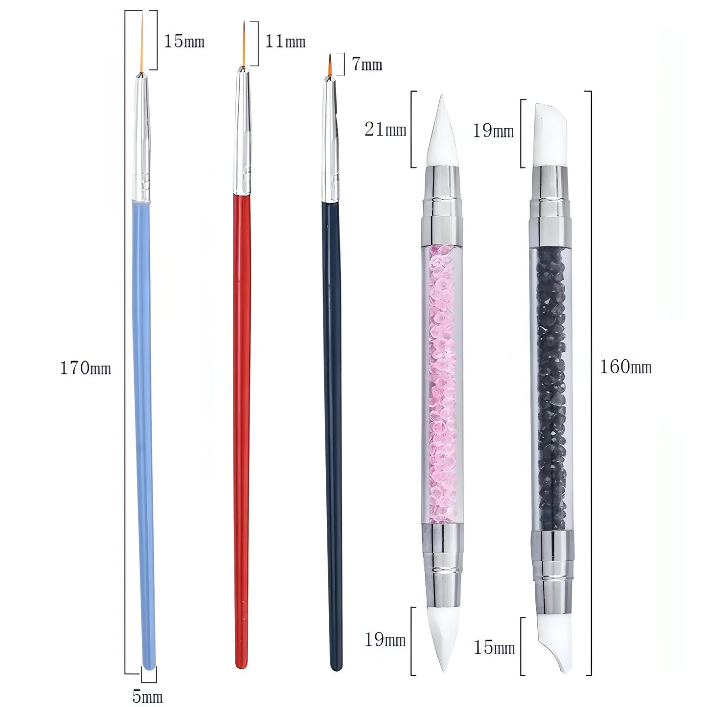 Gel Liner Polish Brush Set Nail Art Dotting Tools - Allure SocietyFalse Nail Kits and Dryers