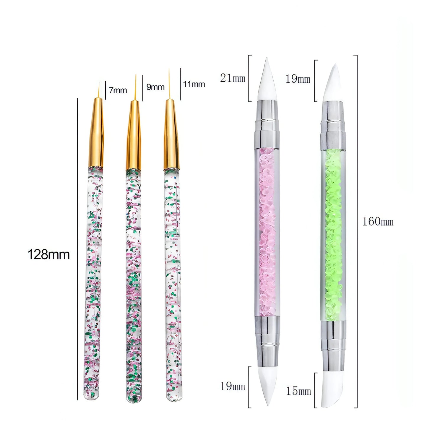 Gel Liner Polish Brush Set Nail Art Dotting Tools - Allure SocietyFalse Nail Kits and Dryers