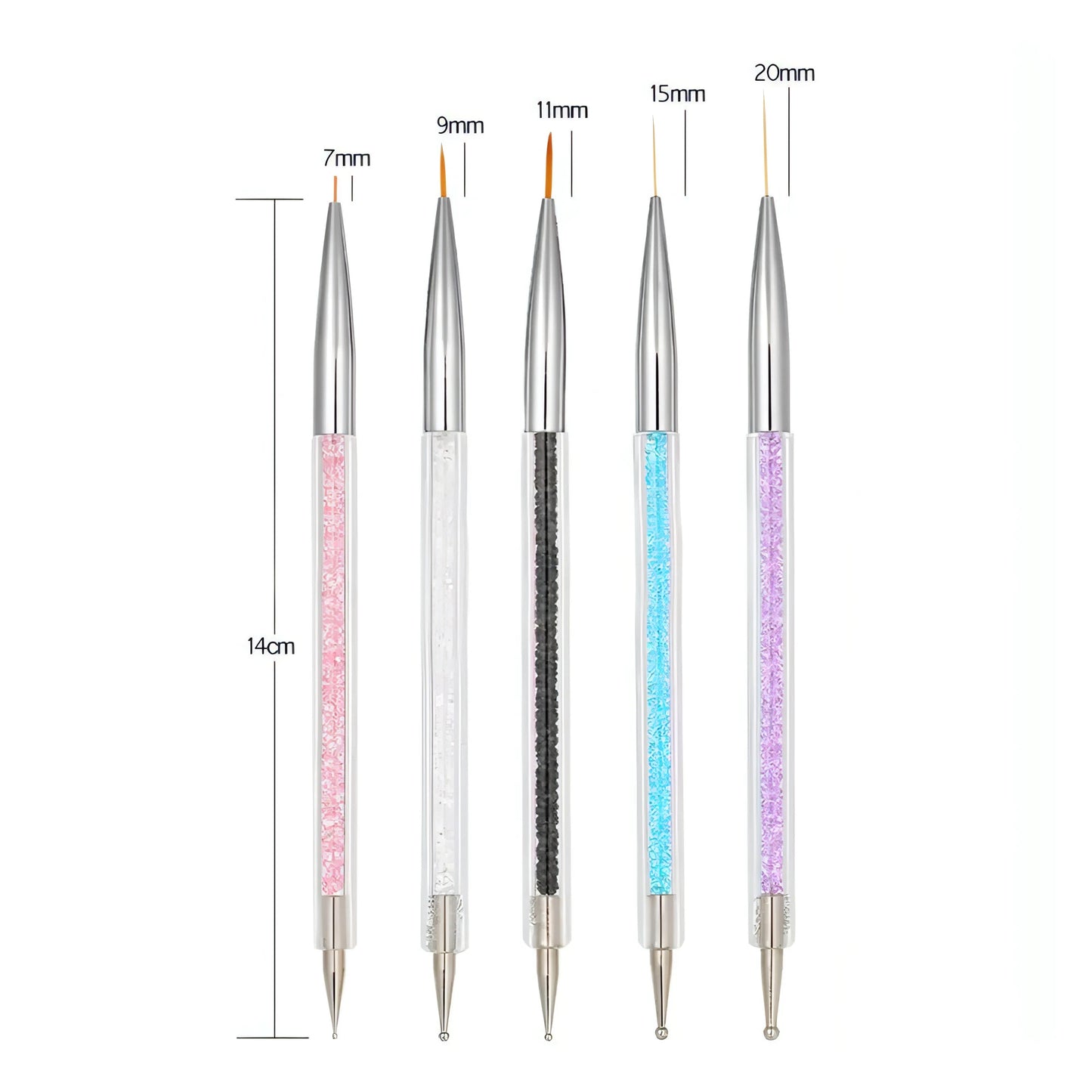 Gel Liner Polish Brush Set Nail Art Dotting Tools - Allure SocietyFalse Nail Kits and Dryers