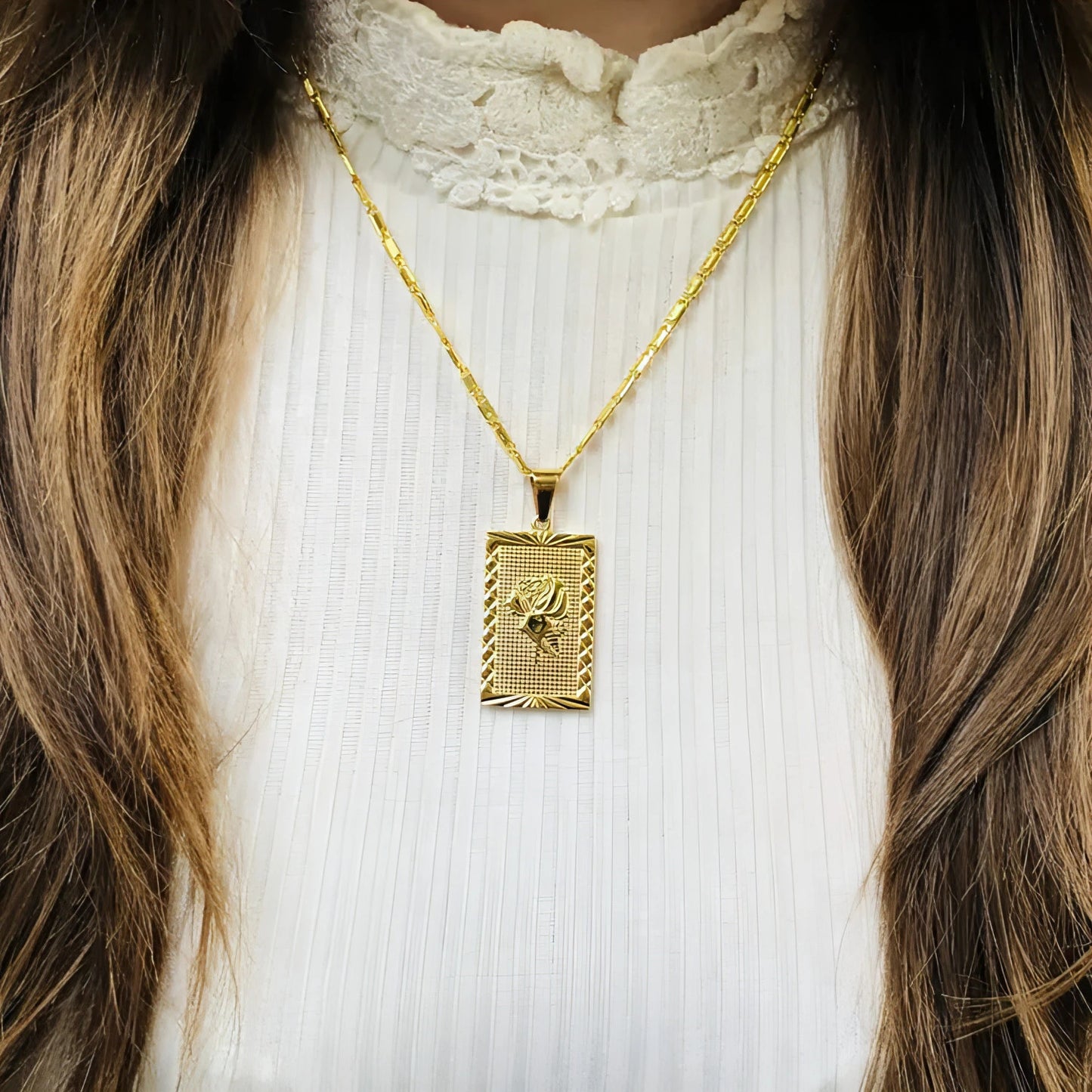 Gold Geo Floral Necklace - Allure SocietyNecklaces