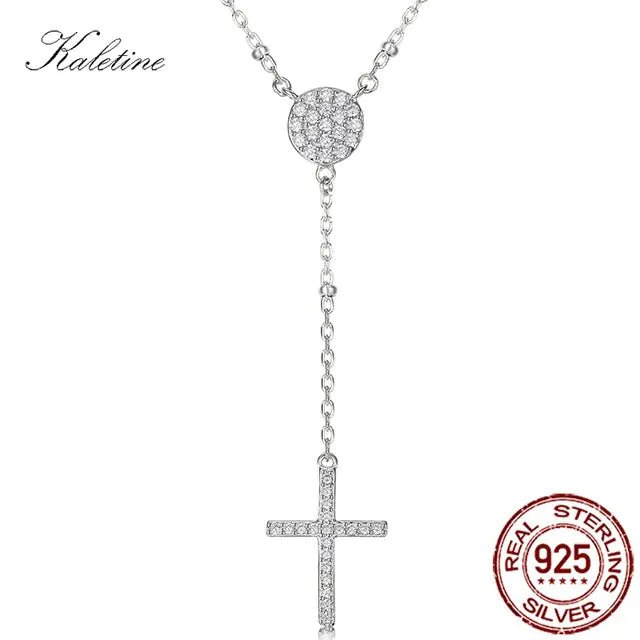 925 Sterling Silver Rosary Necklaces Trendy Gold Jewelry Cross Charms Turkey Evil Eye Necklace - Allure SocietyNecklaces