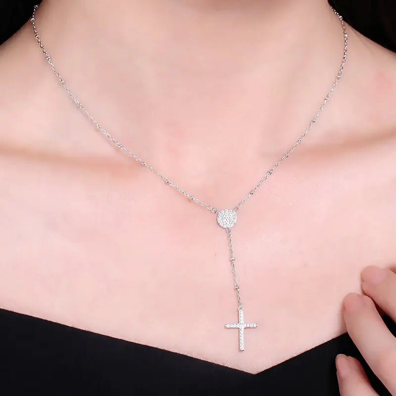 925 Sterling Silver Rosary Necklaces Trendy Gold Jewelry Cross Charms Turkey Evil Eye Necklace - Allure SocietyNecklaces