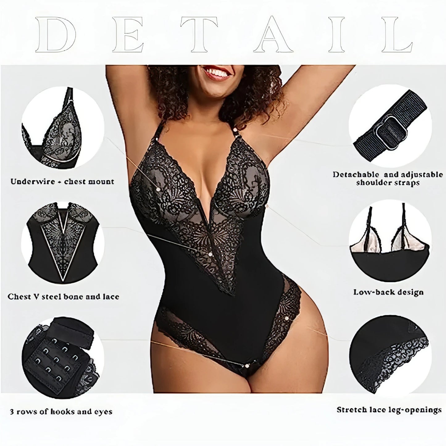 Lace V - Neck Shapewear - Allure SocietyShapewear
