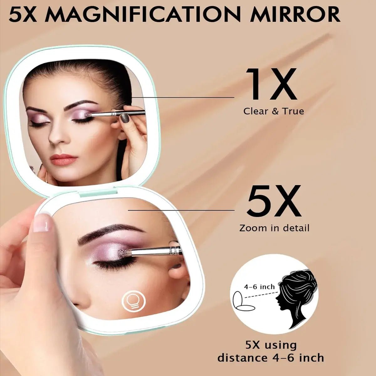 Lighted Dimmable Travel Mirror - Allure SocietyMirrors