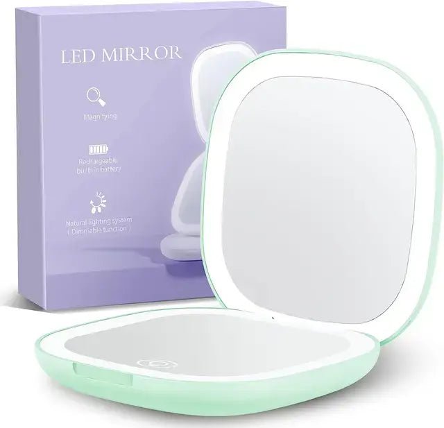 Lighted Dimmable Travel Mirror - Allure SocietyMirrors