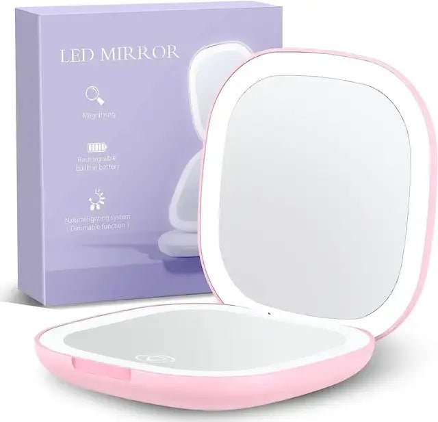 Lighted Dimmable Travel Mirror - Allure SocietyMirrors