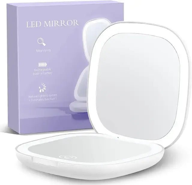 Lighted Dimmable Travel Mirror - Allure SocietyMirrors