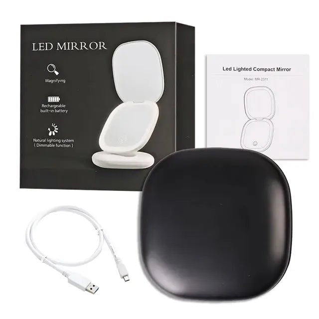 Lighted Dimmable Travel Mirror - Allure SocietyMirrors
