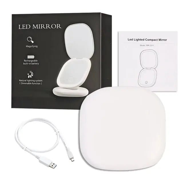 Lighted Dimmable Travel Mirror - Allure SocietyMirrors