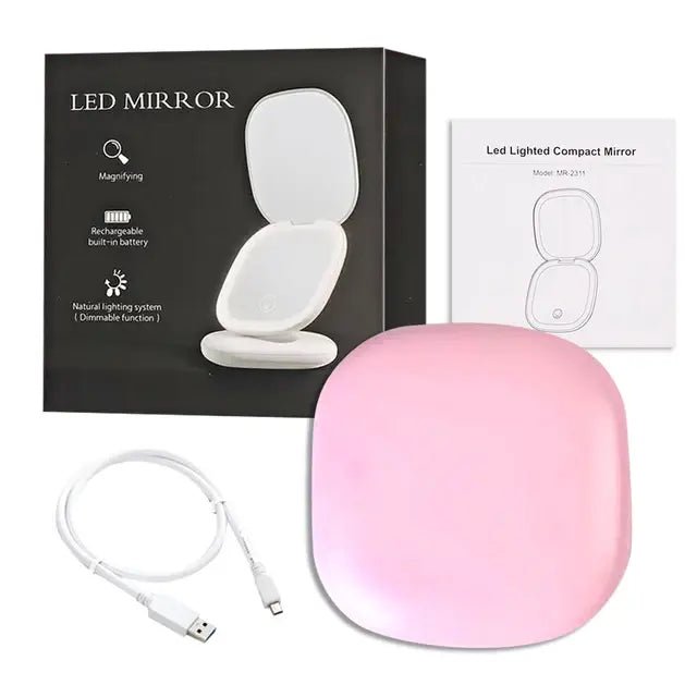 Lighted Dimmable Travel Mirror - Allure SocietyMirrors