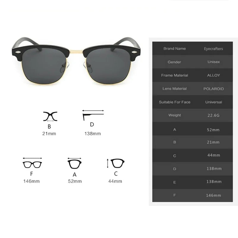 Polarized Semi - Rimless Unisex Sunglasses - Allure SocietyPolarised Sunglasses