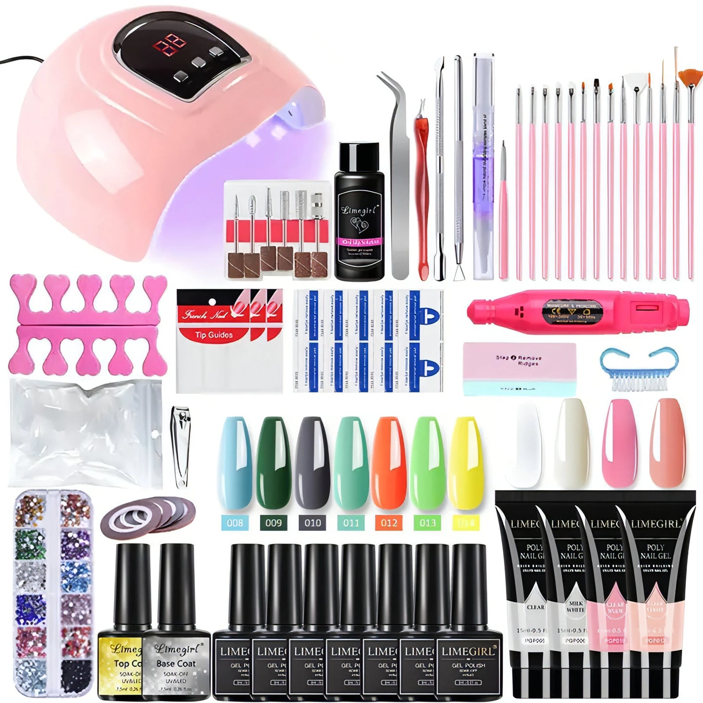 Poly Nail Gel Kit With 54W UV Lamp - Allure SocietyFalse Nail Kits and Dryers