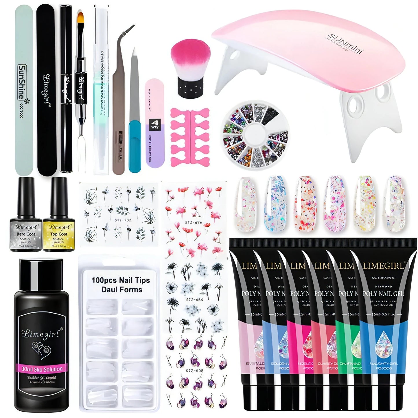Poly Nail Gel Kit With 54W UV Lamp - Allure SocietyFalse Nail Kits and Dryers