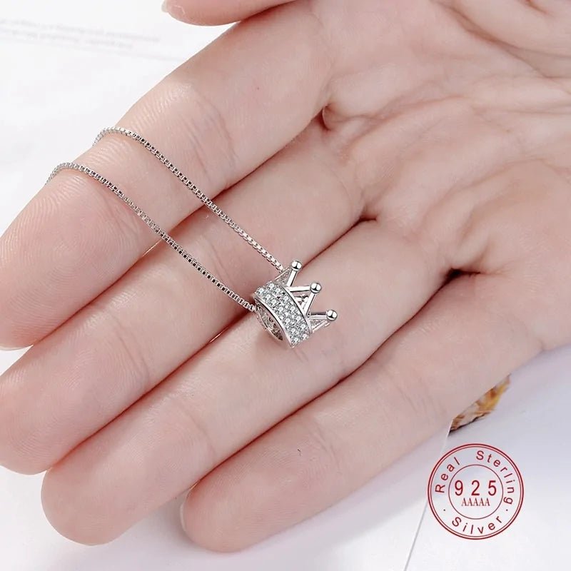 Princess Crown CZ Pendant Necklace - Allure SocietyNecklaces