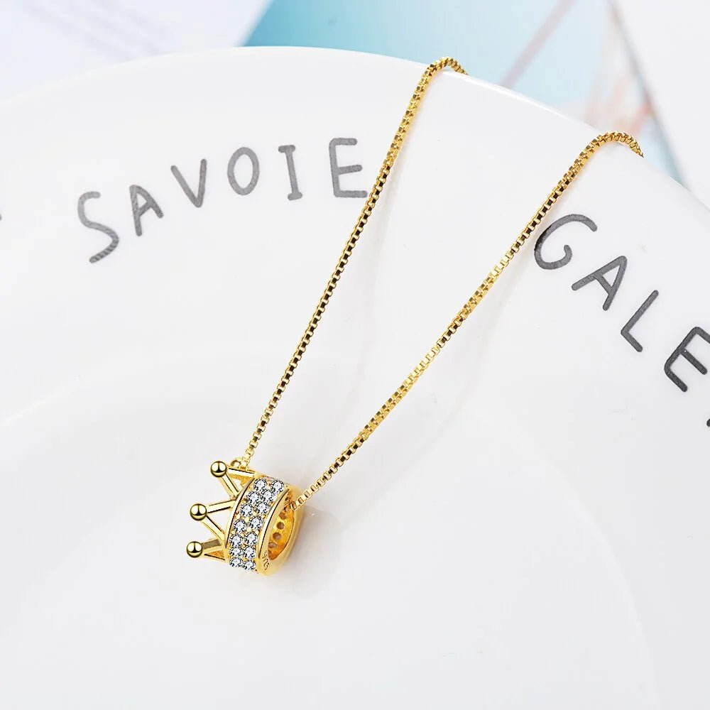 Princess Crown CZ Pendant Necklace - Allure SocietyNecklaces