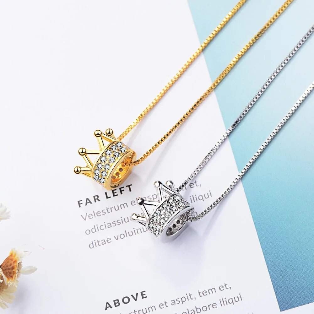 Princess Crown CZ Pendant Necklace - Allure SocietyNecklaces