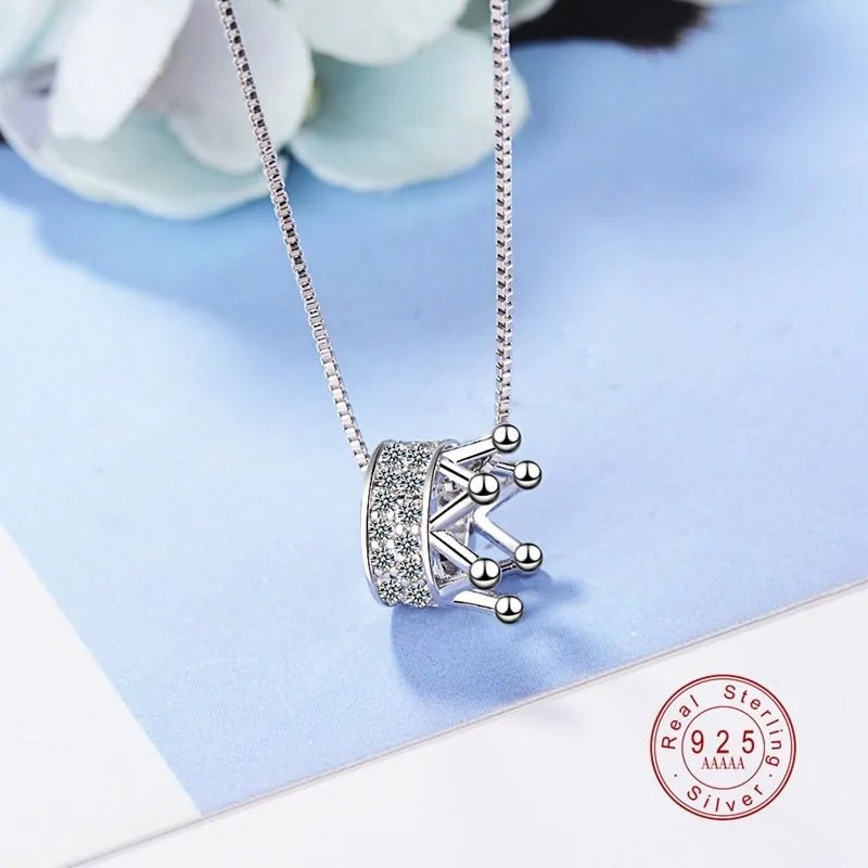 Princess Crown CZ Pendant Necklace - Allure SocietyNecklaces