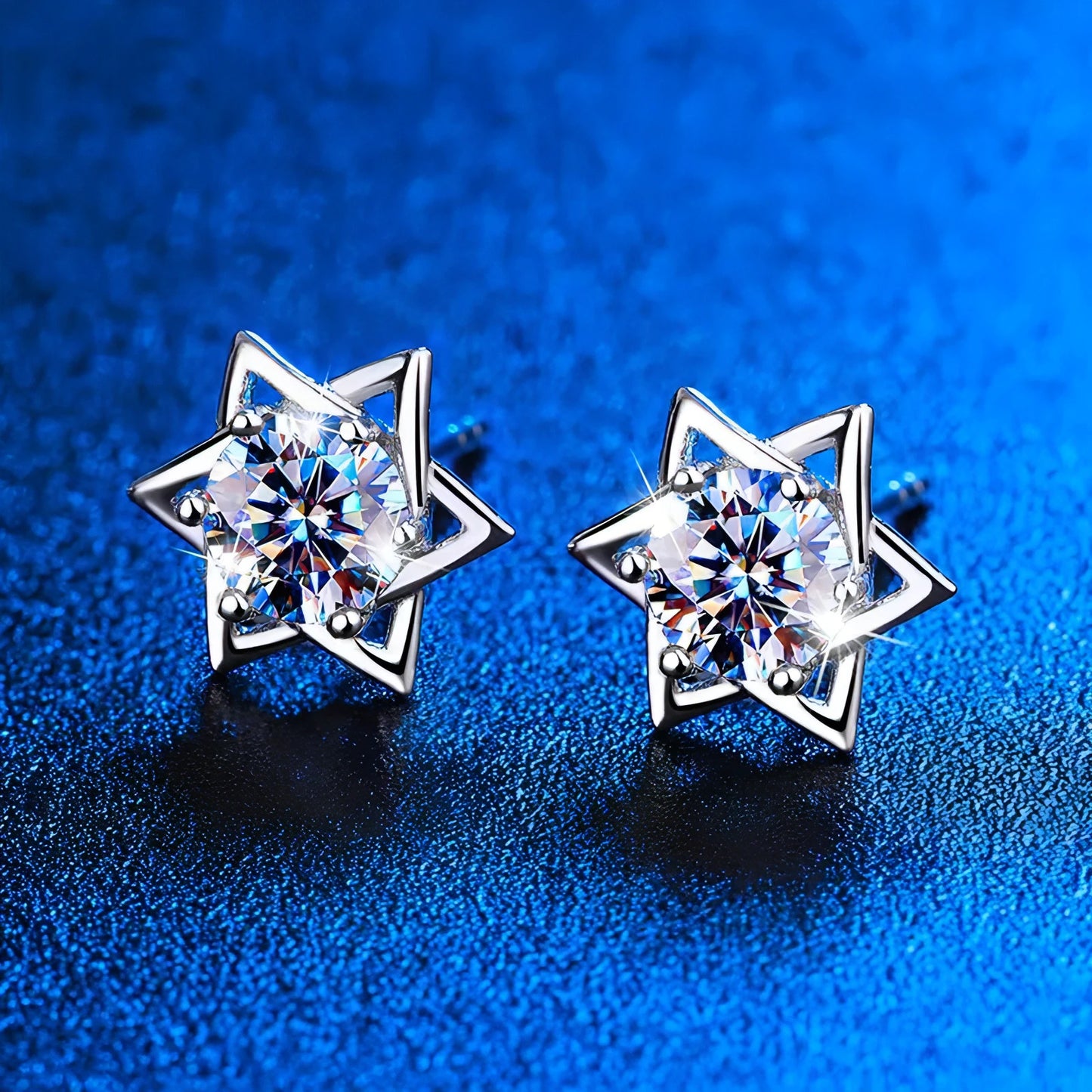 Shinny Hexagram Moissanite Stud Earrings - Allure SocietyEarrings