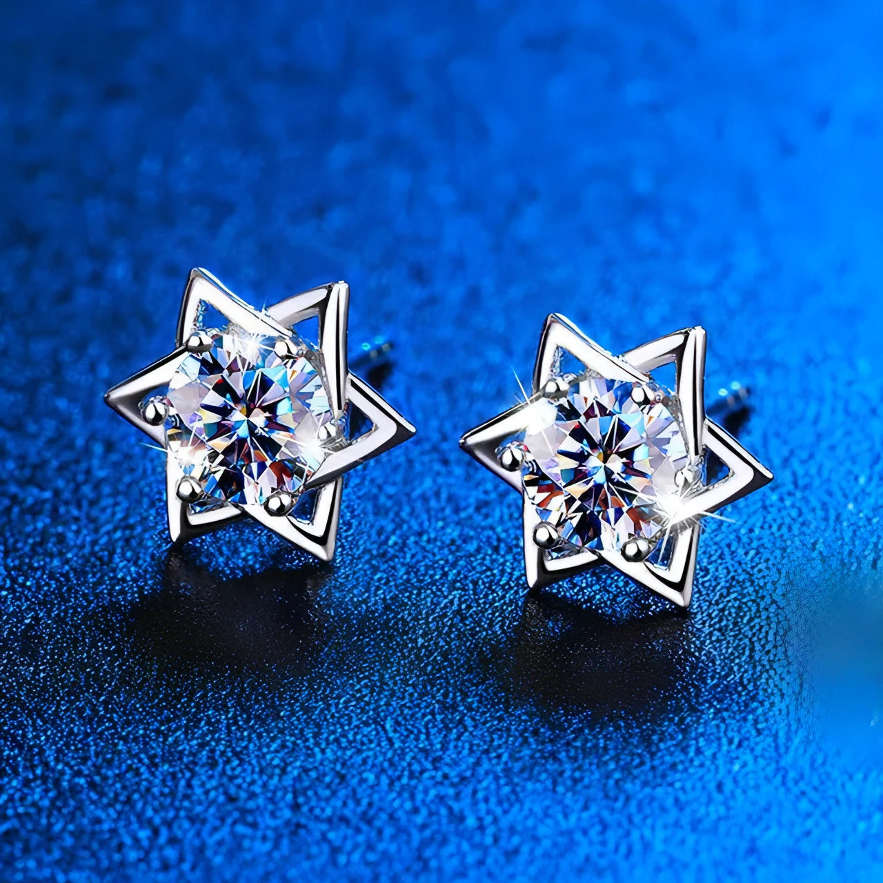 Shinny Hexagram Moissanite Stud Earrings - Allure SocietyEarrings