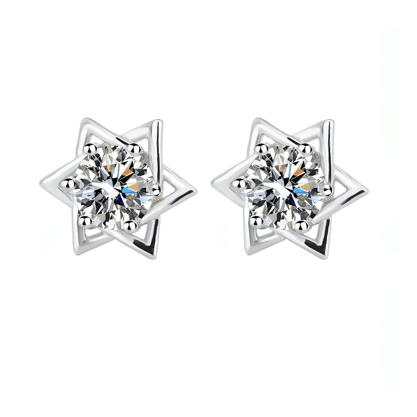Shinny Hexagram Moissanite Stud Earrings - Allure SocietyEarrings