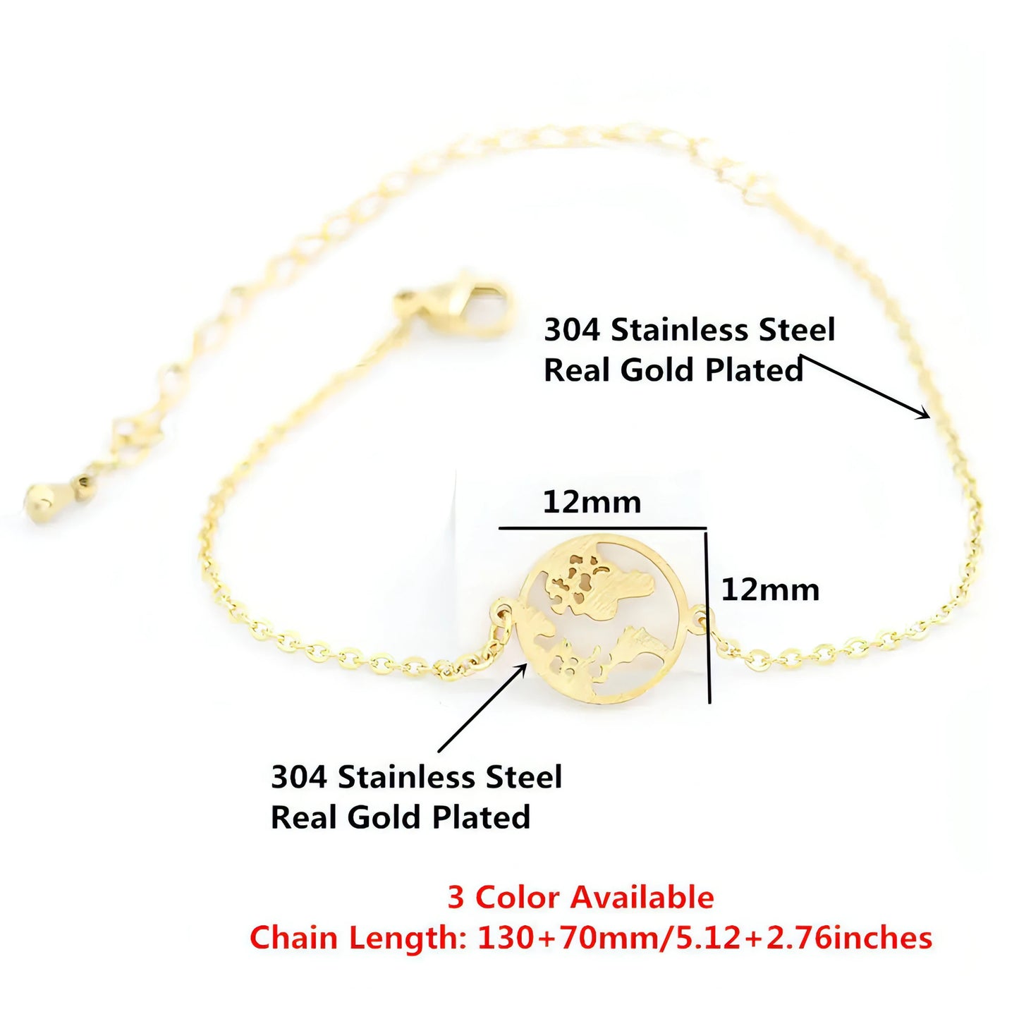 Stainless Steel World Map Bracelets For Women - Allure SocietyBracelets
