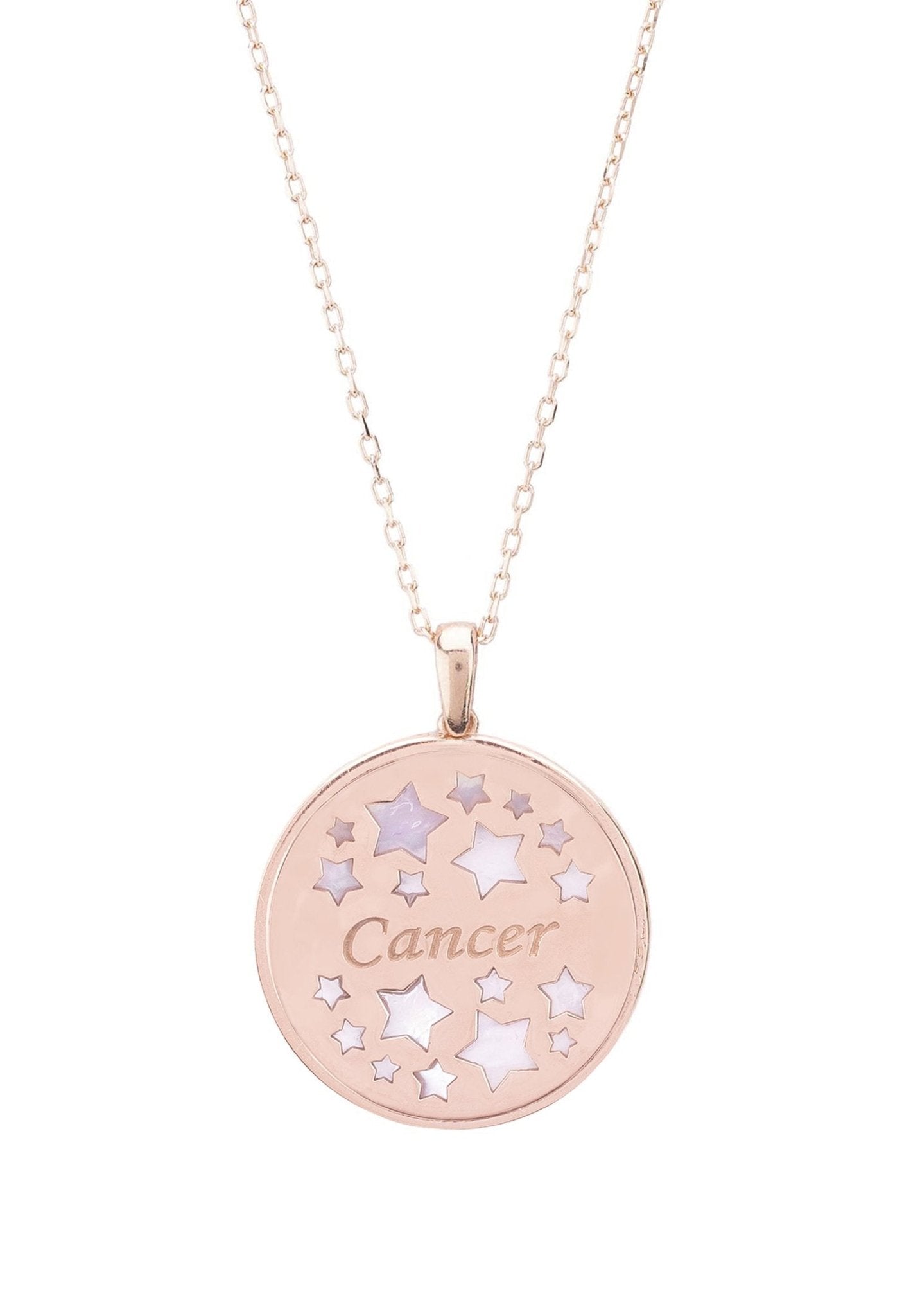 Zodiac Mother Of Pearl Gemstone Star Constellation Pendant Necklace - Allure SocietyNecklaces