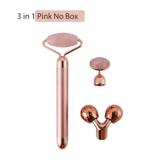 3 - in - 1 Vibrating Jade Roller & Eye Press Set: Electric Facial Massager - Allure SocietySkincare Accessories