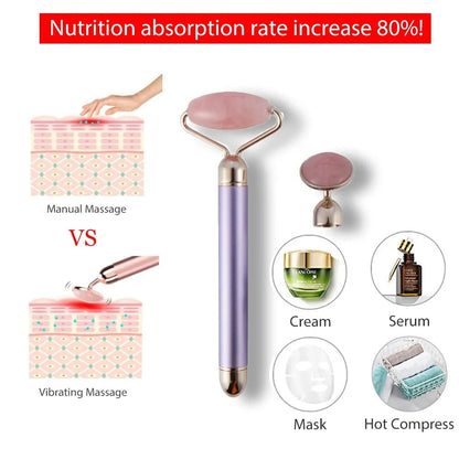 3 - in - 1 Vibrating Jade Roller & Eye Press Set: Electric Facial Massager - Allure SocietySkincare Accessories