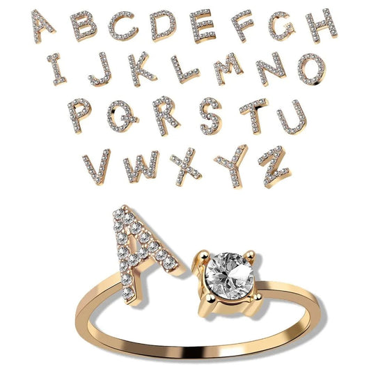 Adjustable Initial Letter Rings - Allure SocietyRings