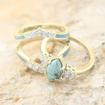 Inlaid Green Stone Ring Set - Allure SocietyRings