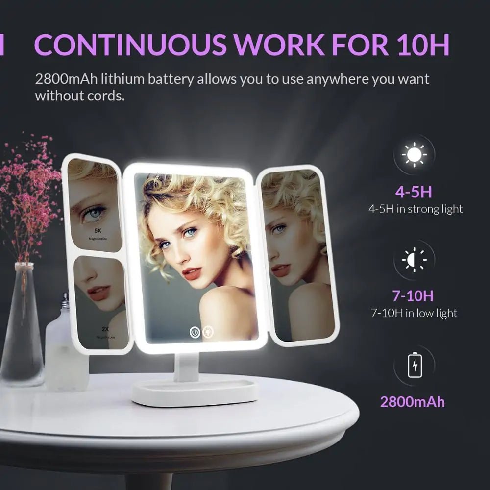 LED Magnifying Makeup Mirror with Adjustable Rotation - Allure SocietySmart Face Mirrors