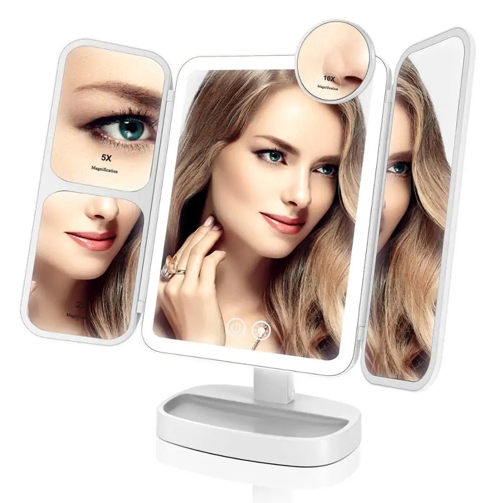 LED Magnifying Makeup Mirror with Adjustable Rotation - Allure SocietySmart Face Mirrors