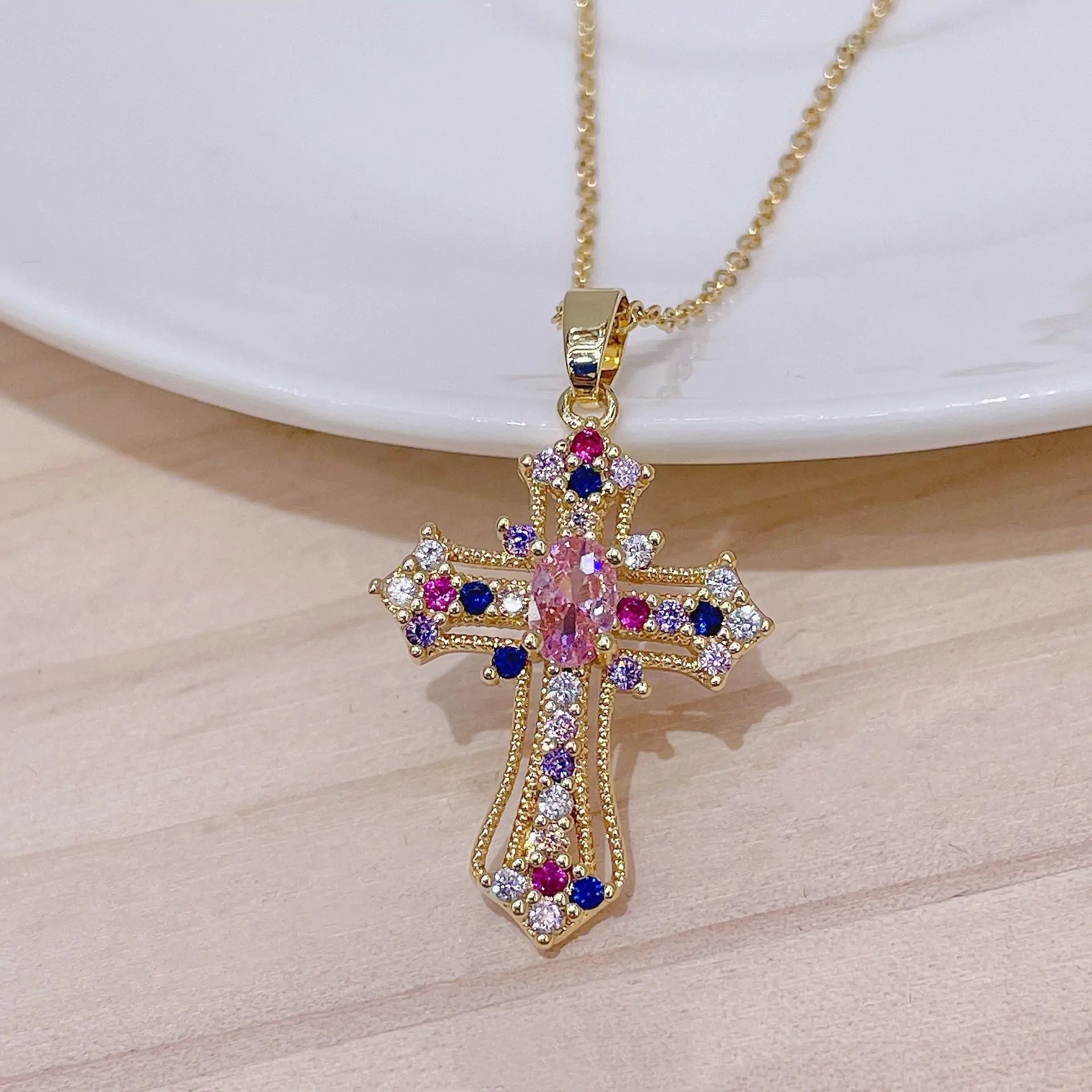 Luxury Zircon Cross Necklace - Allure SocietyNecklaces