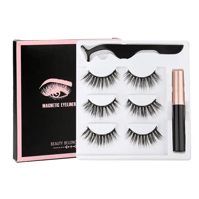 Magnetic Eyelashes Set with Waterproof Eyeliner and Tweezer - Allure SocietyFalse Eyelashes
