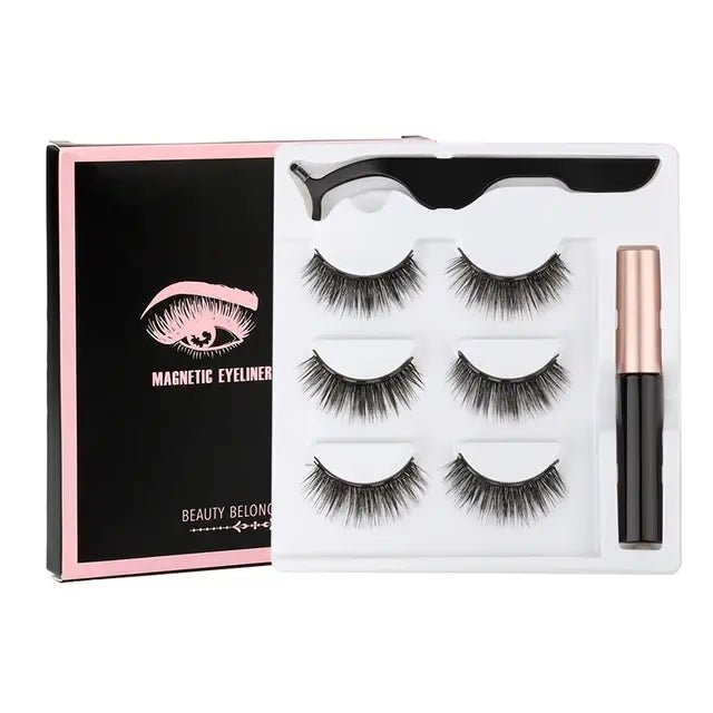 Magnetic Eyelashes Set with Waterproof Eyeliner and Tweezer - Allure SocietyFalse Eyelashes