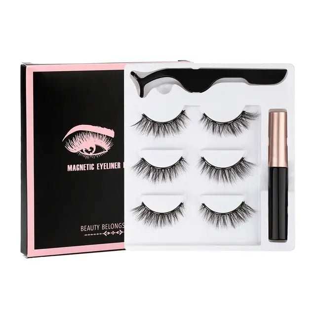 Magnetic Eyelashes Set with Waterproof Eyeliner and Tweezer - Allure SocietyFalse Eyelashes