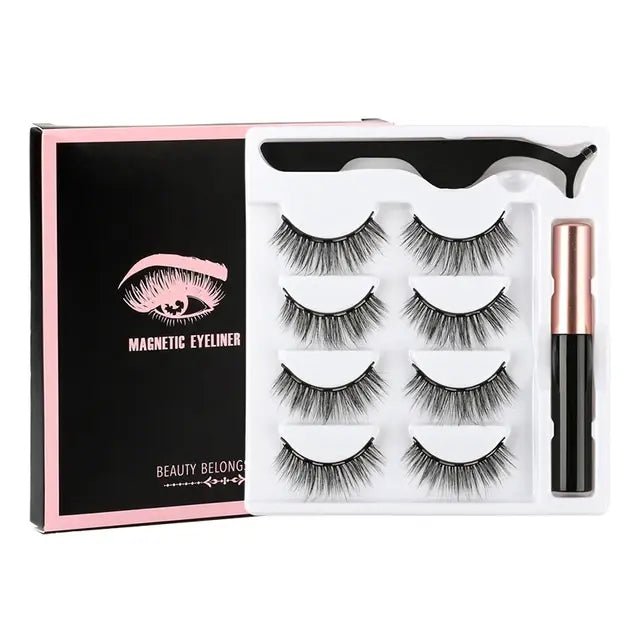 Magnetic Eyelashes Set with Waterproof Eyeliner and Tweezer - Allure SocietyFalse Eyelashes