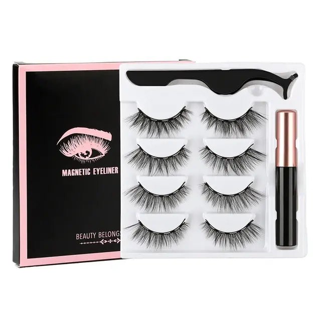 Magnetic Eyelashes Set with Waterproof Eyeliner and Tweezer - Allure SocietyFalse Eyelashes
