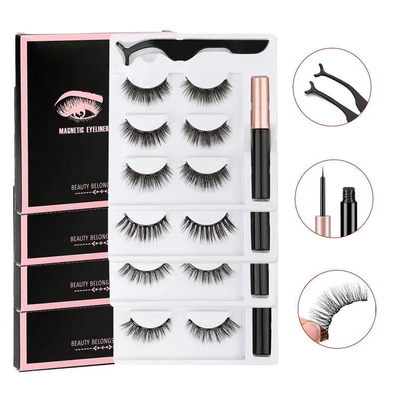 Magnetic Eyelashes Set with Waterproof Eyeliner and Tweezer - Allure SocietyFalse Eyelashes
