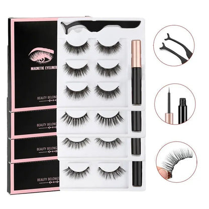 Magnetic Eyelashes Set with Waterproof Eyeliner and Tweezer - Allure SocietyFalse Eyelashes