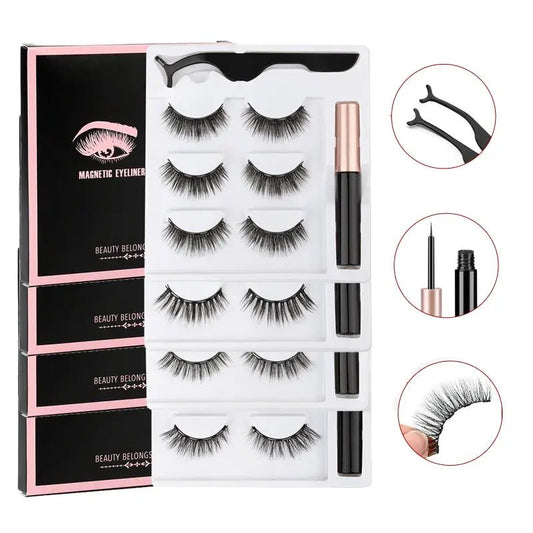 Magnetic Eyelashes Set with Waterproof Eyeliner and Tweezer - Allure SocietyFalse Eyelashes