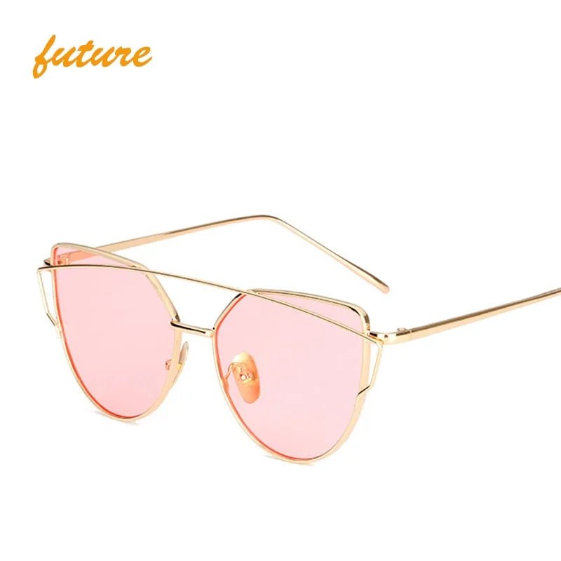 Metal Reflective Flat Sunglasses - Allure SocietyUV Sunglasses