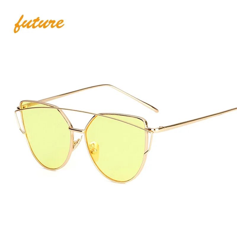 Metal Reflective Flat Sunglasses - Allure SocietyUV Sunglasses